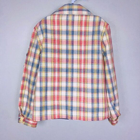 Vintage 50s Billy the Kid Boys Jacket Size 12 Blue Pink Plaid Western Rockabilly - Picture 5 of 8